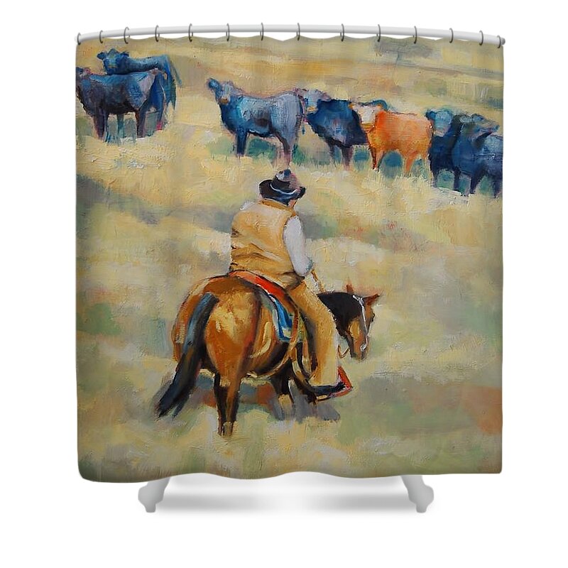 Cattle Shower Curtain featuring the painting Crossing by Jean Cormier