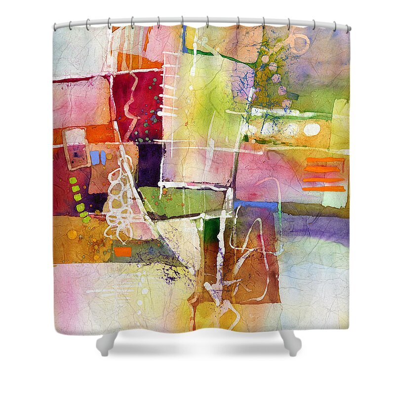 Abstract Shower Curtain featuring the painting Crossroads by Hailey E Herrera