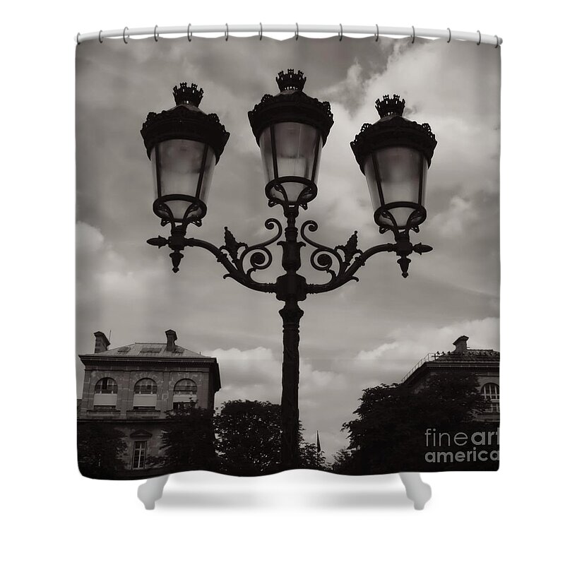 Candelabra Shower Curtain featuring the photograph Crowned Luminaires in Paris by Carol Groenen