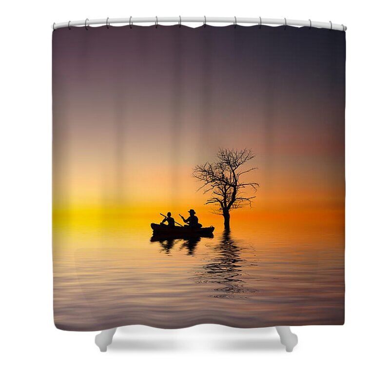 Cruise Shower Curtain featuring the pyrography Cruise by Bess Hamiti
