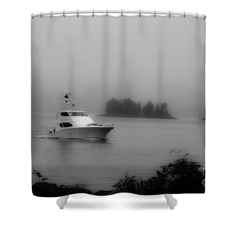 Cruising To Shore Shower Curtain featuring the photograph Cruising to Shore by Victoria Harrington