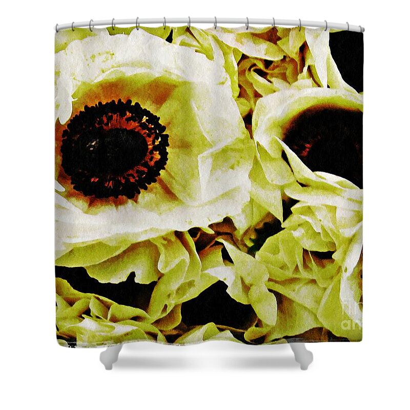 Poppy Shower Curtain featuring the photograph Crumpled White Poppies by Sarah Loft