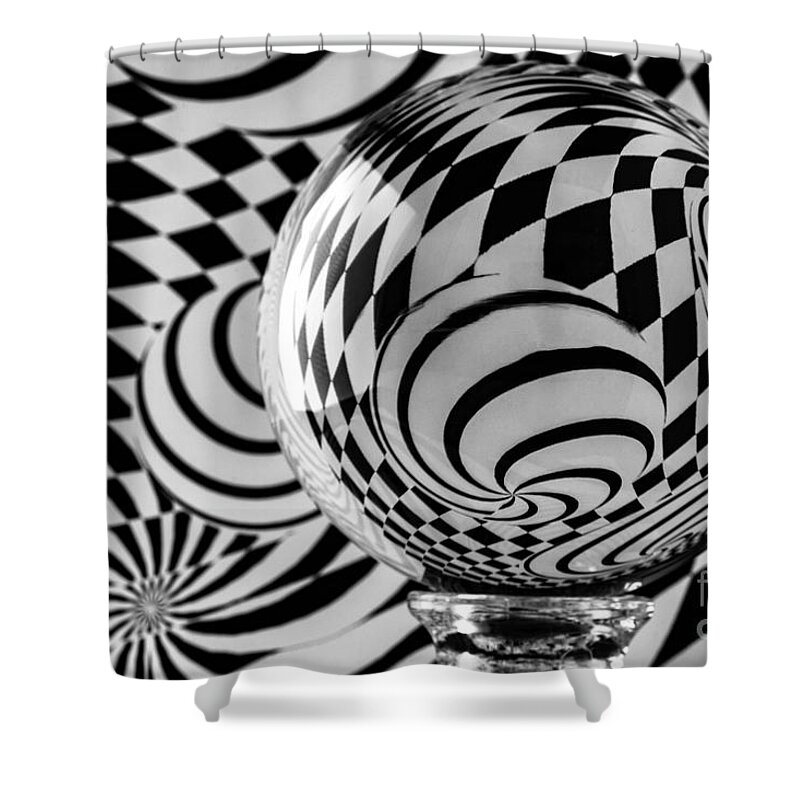 Crystal Ball Shower Curtain featuring the photograph Crystal Ball Op Art 7 by Steve Purnell