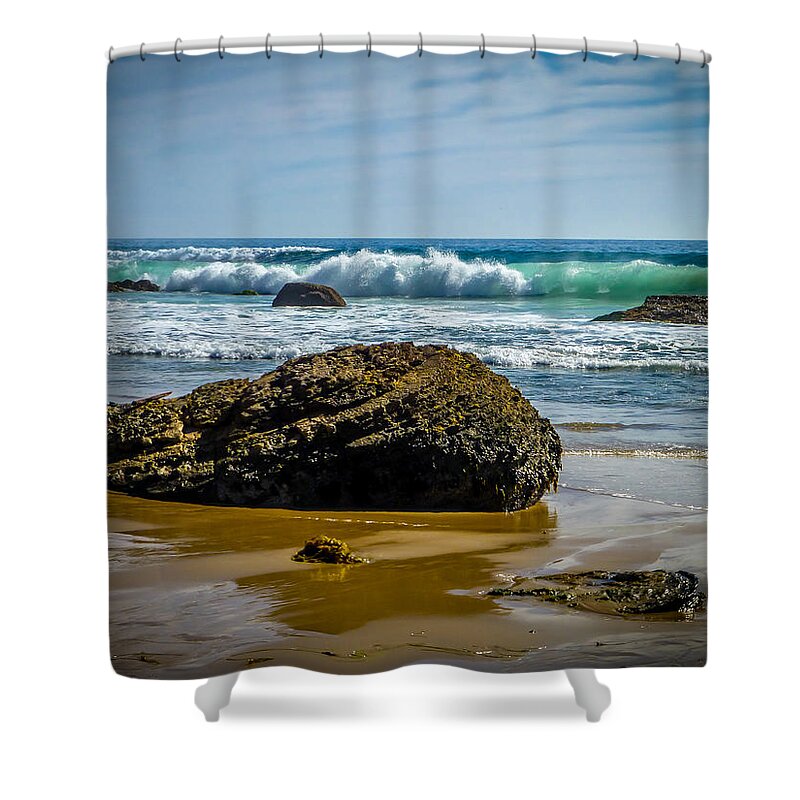 Crystal Cove Shower Curtain featuring the photograph Crystal Cove Surf by Pamela Newcomb