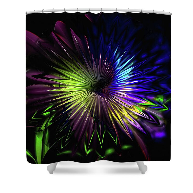 Surreal Shower Curtain featuring the digital art Crystal Flower by Kathy Kelly