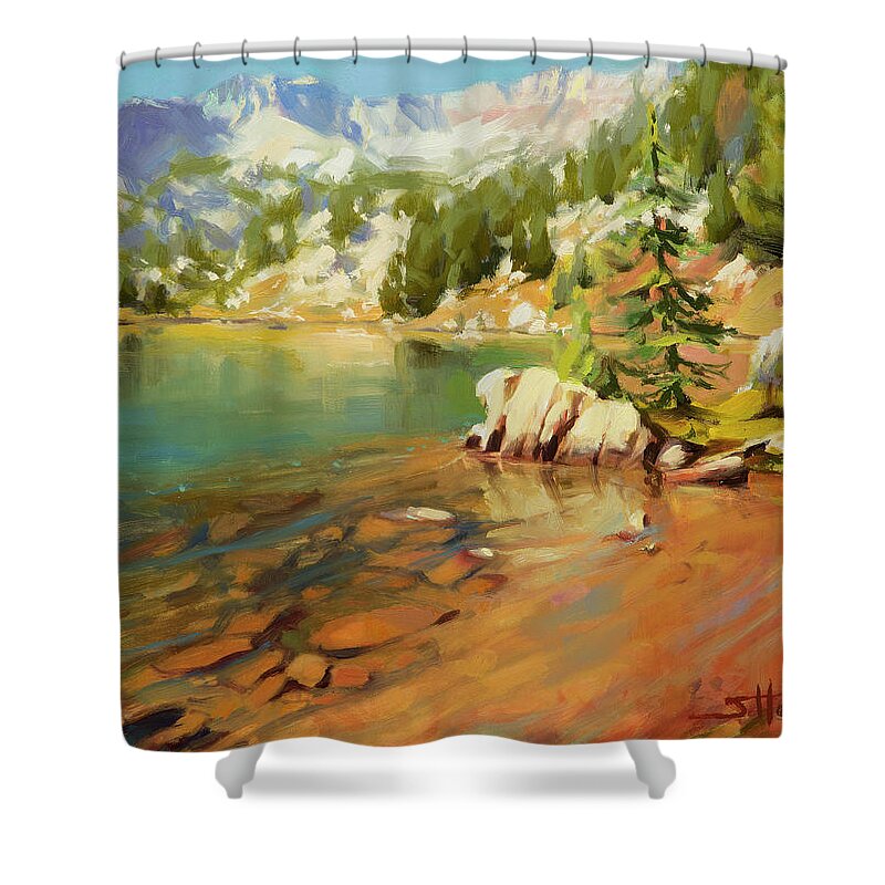 Mountain Shower Curtain featuring the painting Crystalline Waters by Steve Henderson