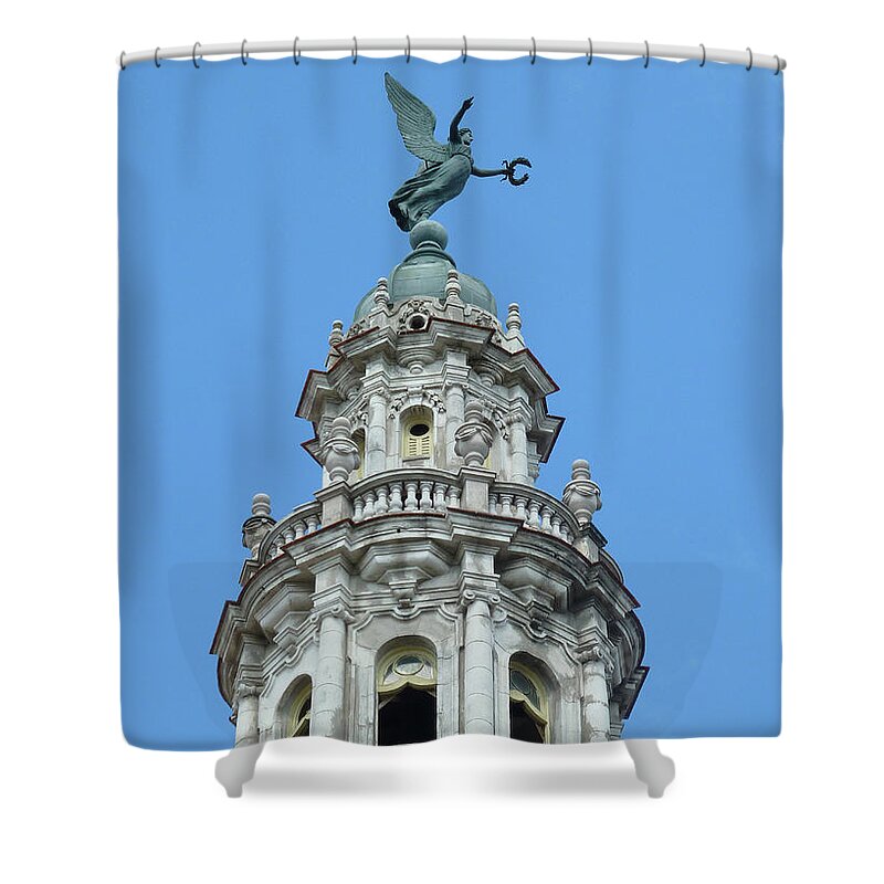 Photography Shower Curtain featuring the photograph Cuba Architect rooftop2 by Francesca Mackenney