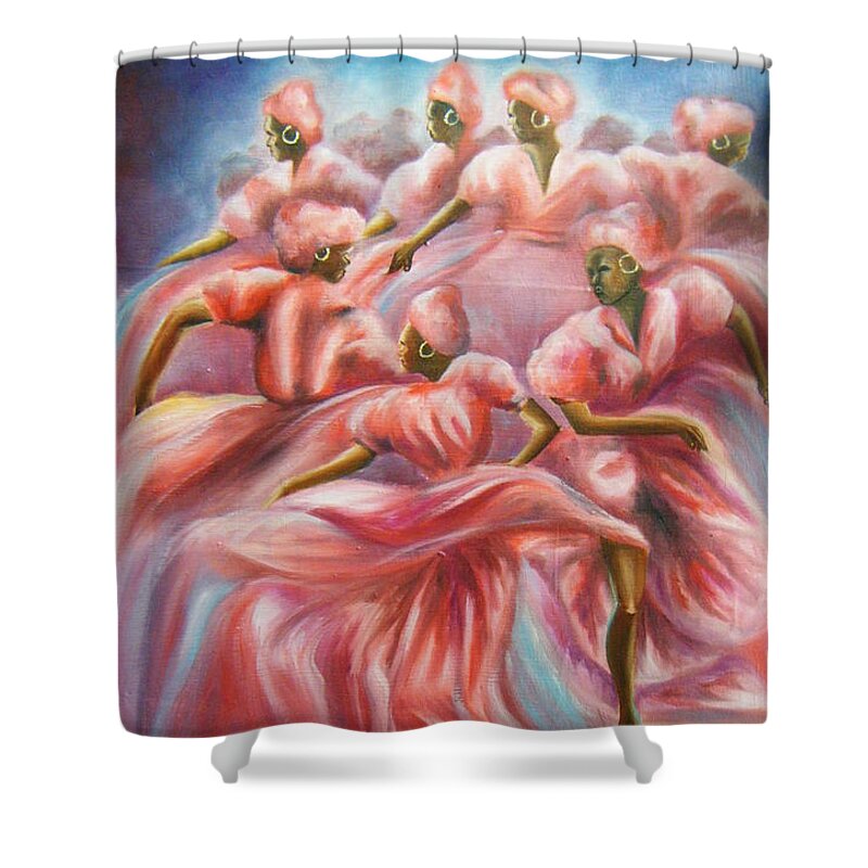 Dancers Shower Curtain featuring the painting Cuba Dancers by Olaoluwa Smith