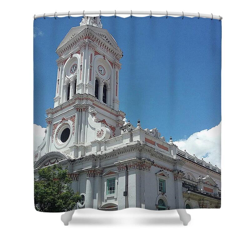 Cuenca Shower Curtain featuring the photograph Cuenca Iglesia de San Francisco by JustJeffAz Photography