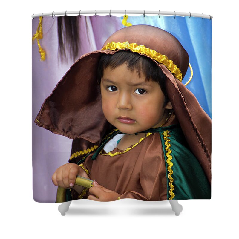 Boy Shower Curtain featuring the photograph Cuenca Kids 831 by Al Bourassa