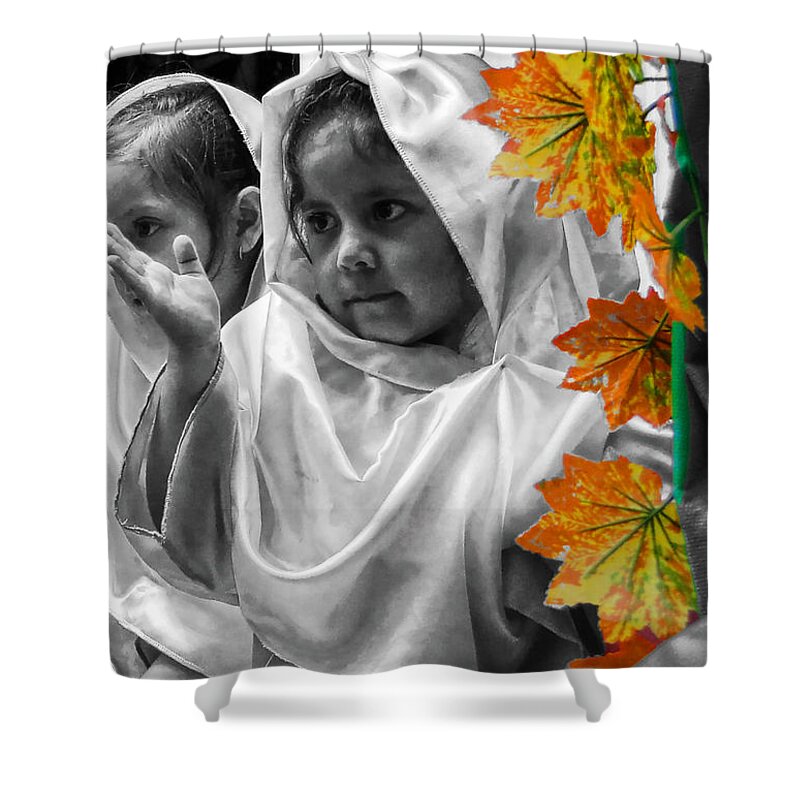 Expression Shower Curtain featuring the photograph Cuenca Kids 885 by Al Bourassa