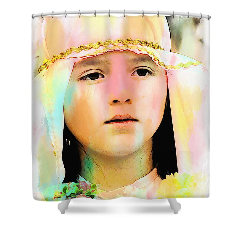 Girl Shower Curtain featuring the photograph Cuenca Kids 899 by Al Bourassa