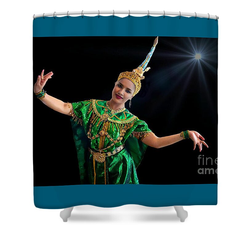 Thailand Shower Curtain featuring the digital art Cultural Thai Dance by Ian Gledhill