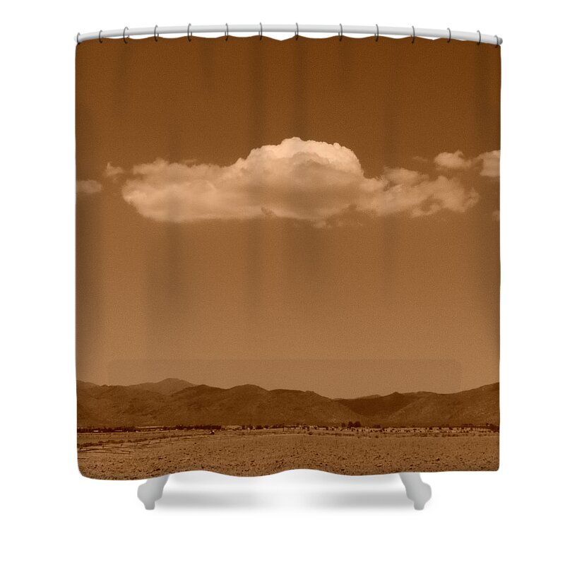 Cumulus Shower Curtain featuring the photograph Cumulus Clouds Over White Tank by Bill Tomsa