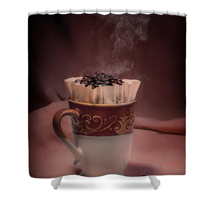 Aroma Shower Curtain featuring the photograph Cup of Hot Coffee by Tom Mc Nemar