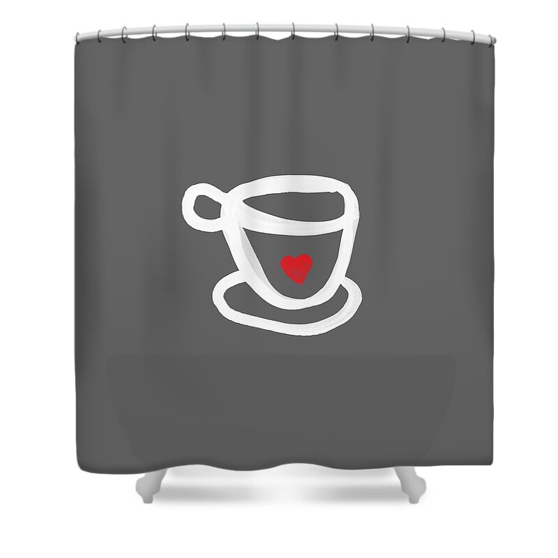 Coffee Shower Curtain featuring the painting Cup of Love- Shirt by Linda Woods
