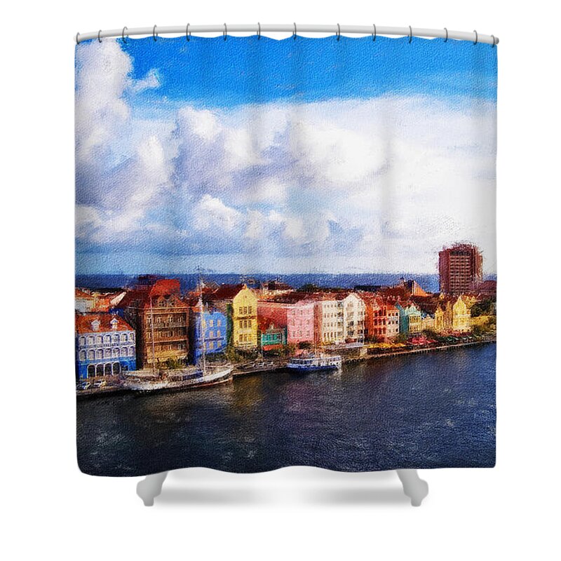 Curacao Shower Curtain featuring the painting Curacao Oil by Dean Wittle