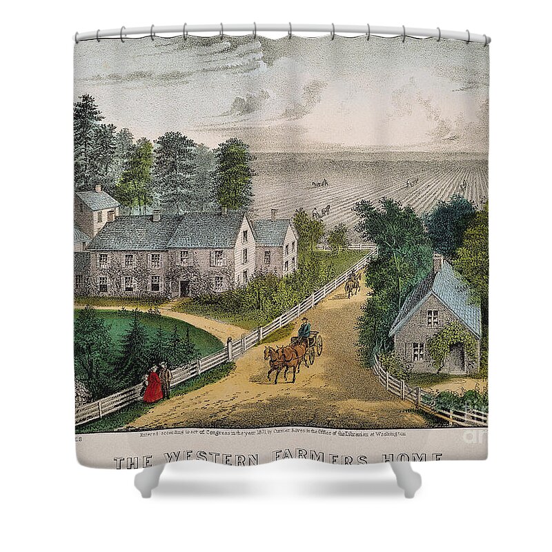 1871 Shower Curtain featuring the photograph Currier & Ives: Farm House by Granger