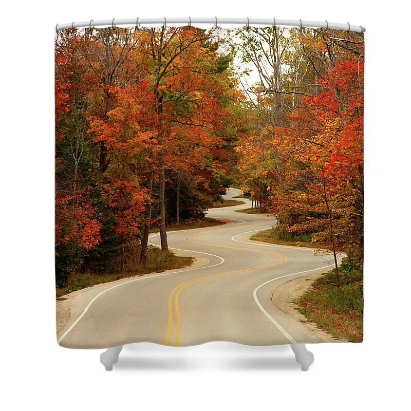 3scape Shower Curtain featuring the photograph Curvy Fall by Adam Romanowicz
