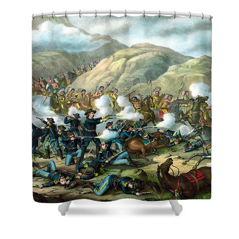 General Custer Shower Curtain featuring the painting Custer's Last Stand by War Is Hell Store