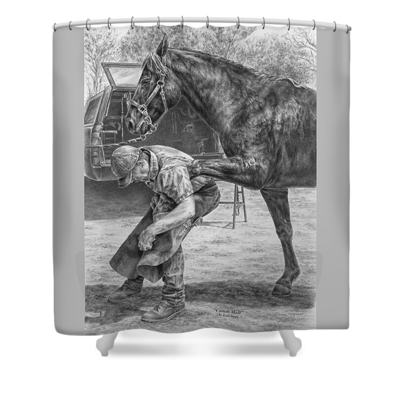 Farrier Shower Curtain featuring the drawing Custom Made by Kelli Swan