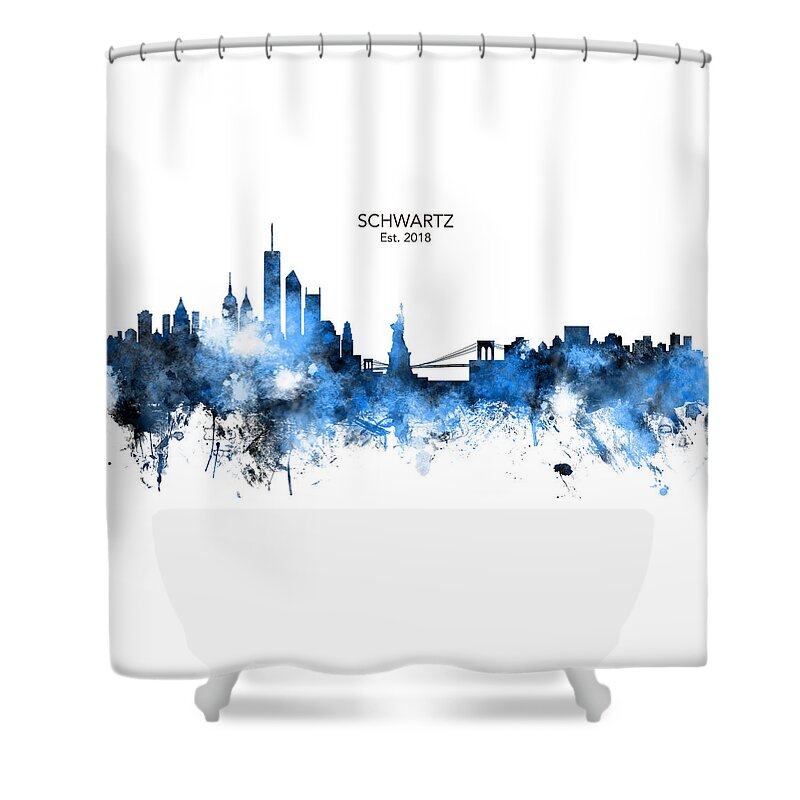 Custom New York Skyline Shower Curtain featuring the digital art Custom New York Skyline by Michael Tompsett