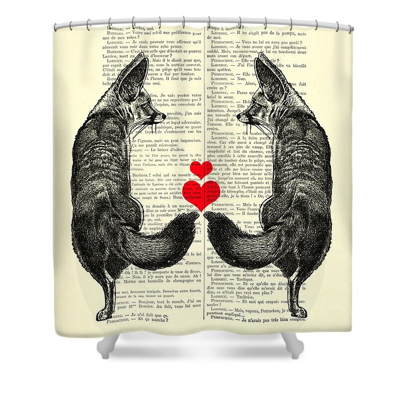 Fox Shower Curtain featuring the digital art Cute Foxes by Madame Memento
