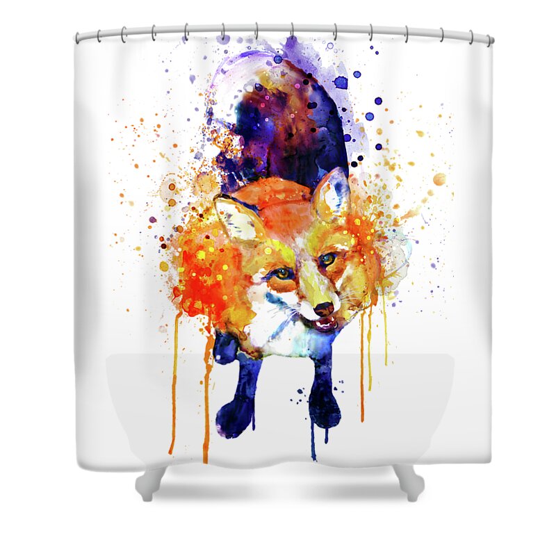 Cute Shower Curtain featuring the painting Cute Happy Fox by Marian Voicu
