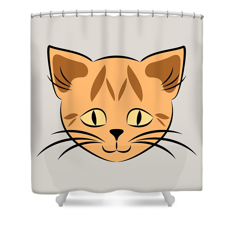 Graphic Cat Shower Curtain featuring the digital art Cute Orange Tabby Cat Face by MM Anderson