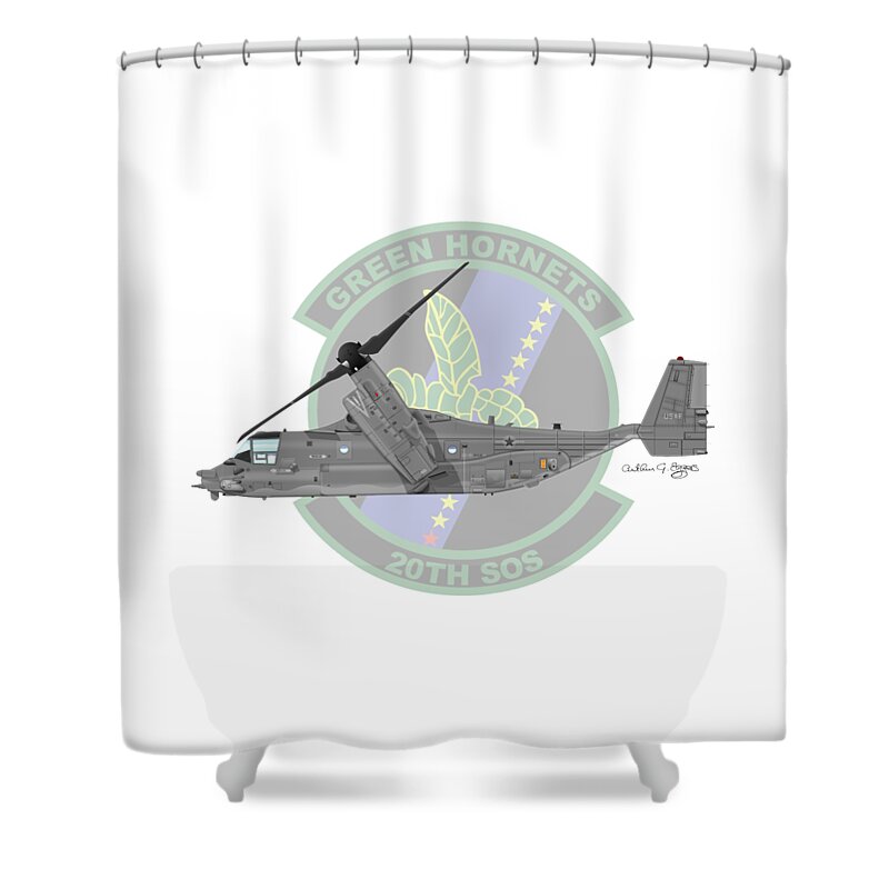 Cv-22b Shower Curtain featuring the digital art CV-22B Osprey 20SOS by Arthur Eggers