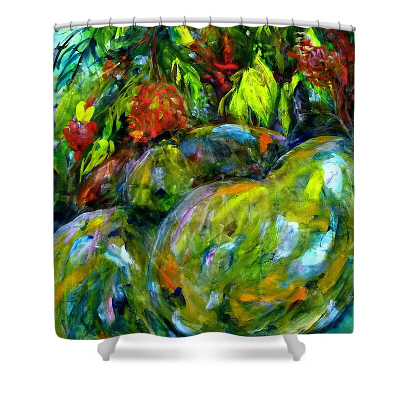  Shower Curtain featuring the painting Cynometra cauliflora by Wanvisa Klawklean