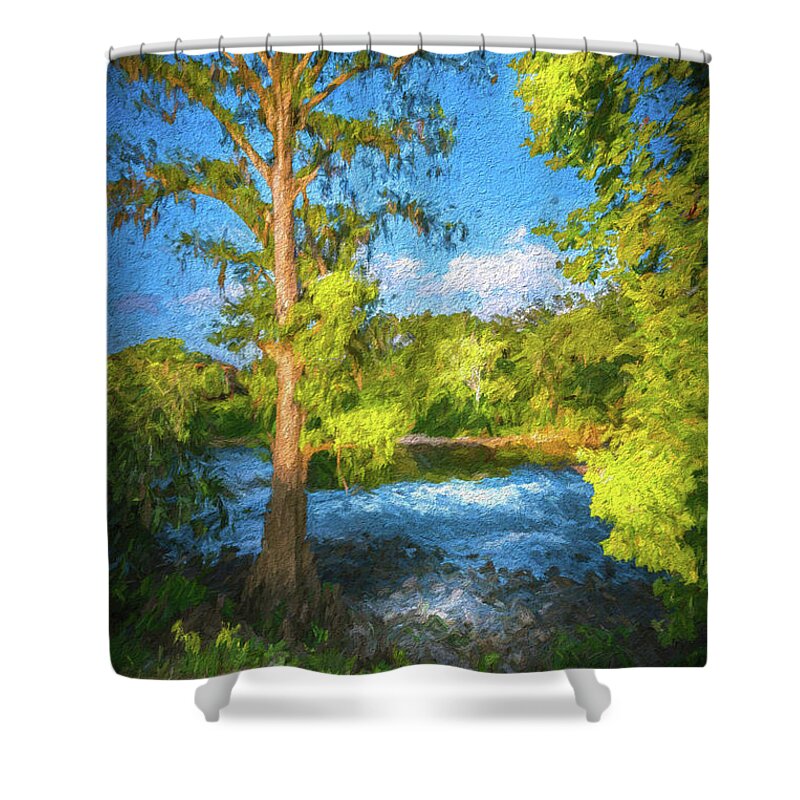 Cypress Shower Curtain featuring the photograph Cypress Tree By The River by Marvin Spates