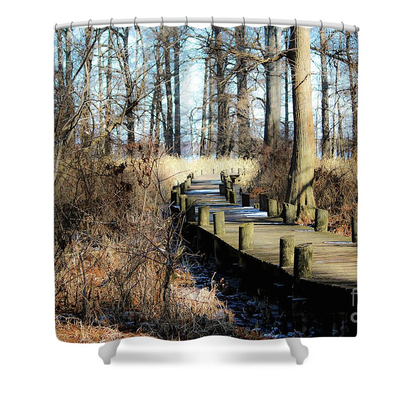 Reelfoot Lake Shower Curtain featuring the photograph Cyprus Pier Reelfoot Lake by Veronica Batterson