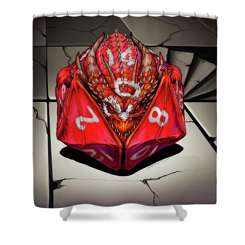 D Shower Curtain featuring the digital art D 20 Dragon by Stanley Morrison