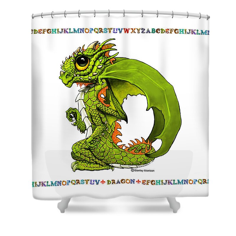 Dragon Shower Curtain featuring the digital art D is for Dragon by Stanley Morrison