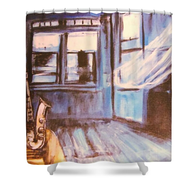 New Orleans Shower Curtain featuring the painting Da-Blues/ New Orleans by Tyrone Hart