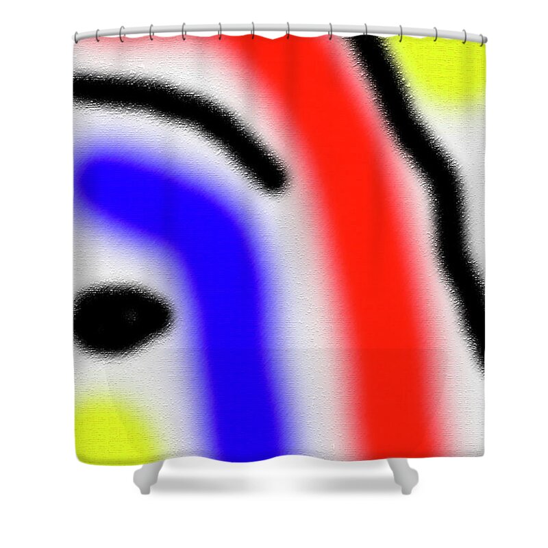Abstract Shower Curtain featuring the digital art Da Face 2002 by Carl Deaville