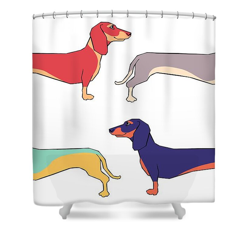 Dachshunds Shower Curtain featuring the digital art Dachshunds by Kelly King