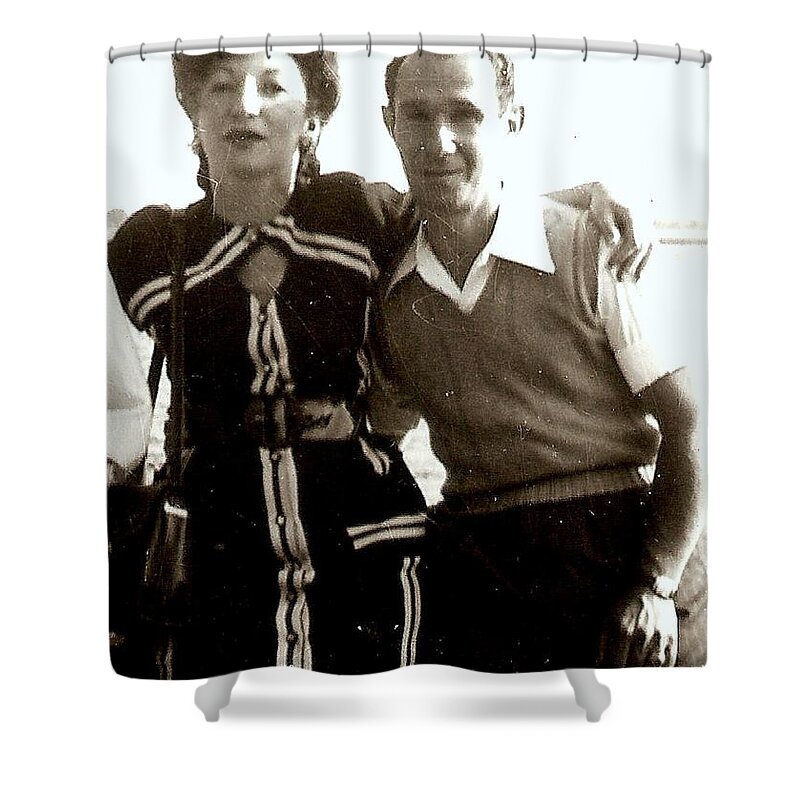 Family Photos Shower Curtain featuring the photograph Dad And Mom by Carole Spandau