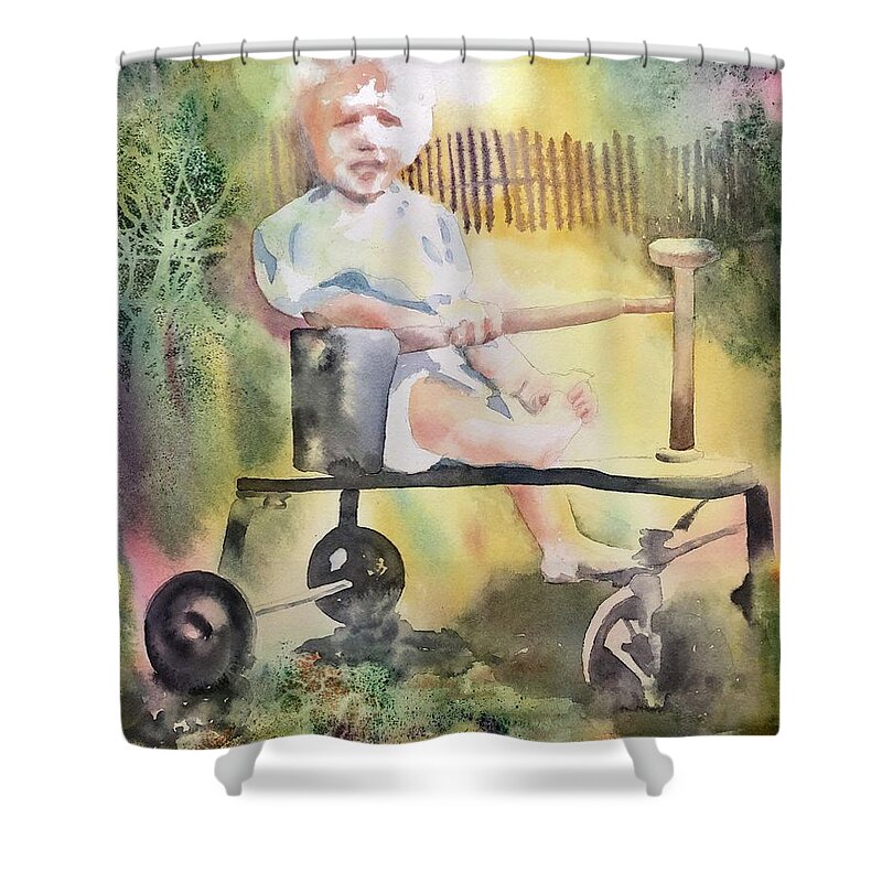  Shower Curtain featuring the painting Dad Circa 1934 by Tara Moorman