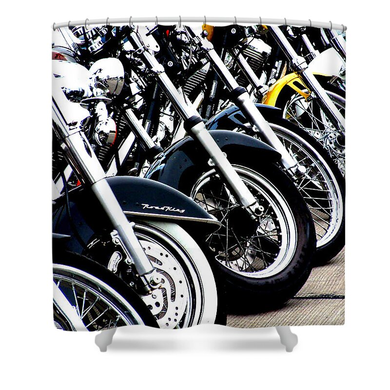 Harley Davidson Shower Curtain featuring the photograph Daddy's big wheel by Thomas Pipia