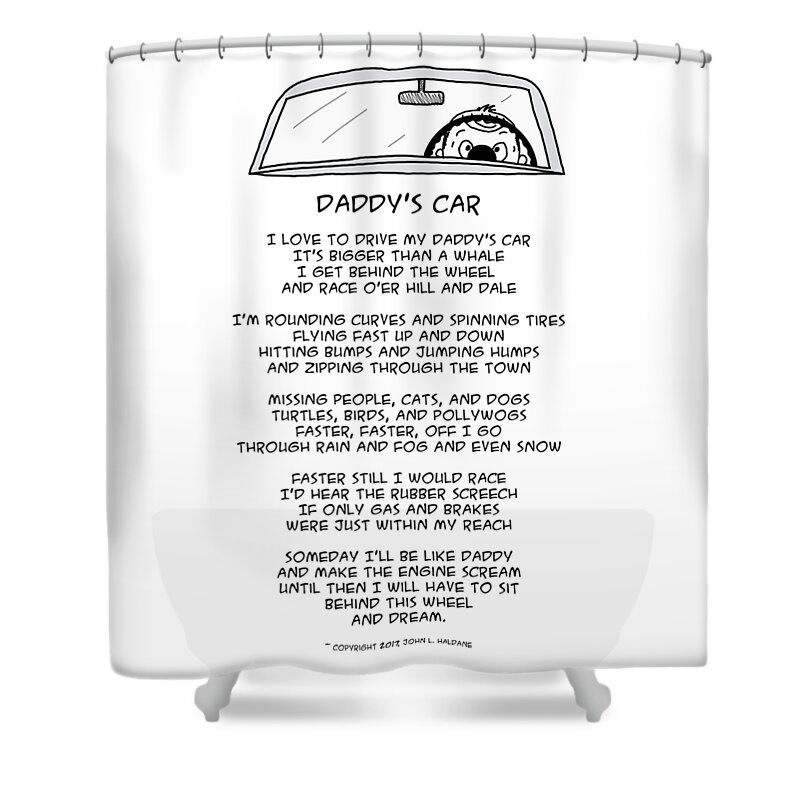 Dad Shower Curtain featuring the drawing Daddys Car by John Haldane