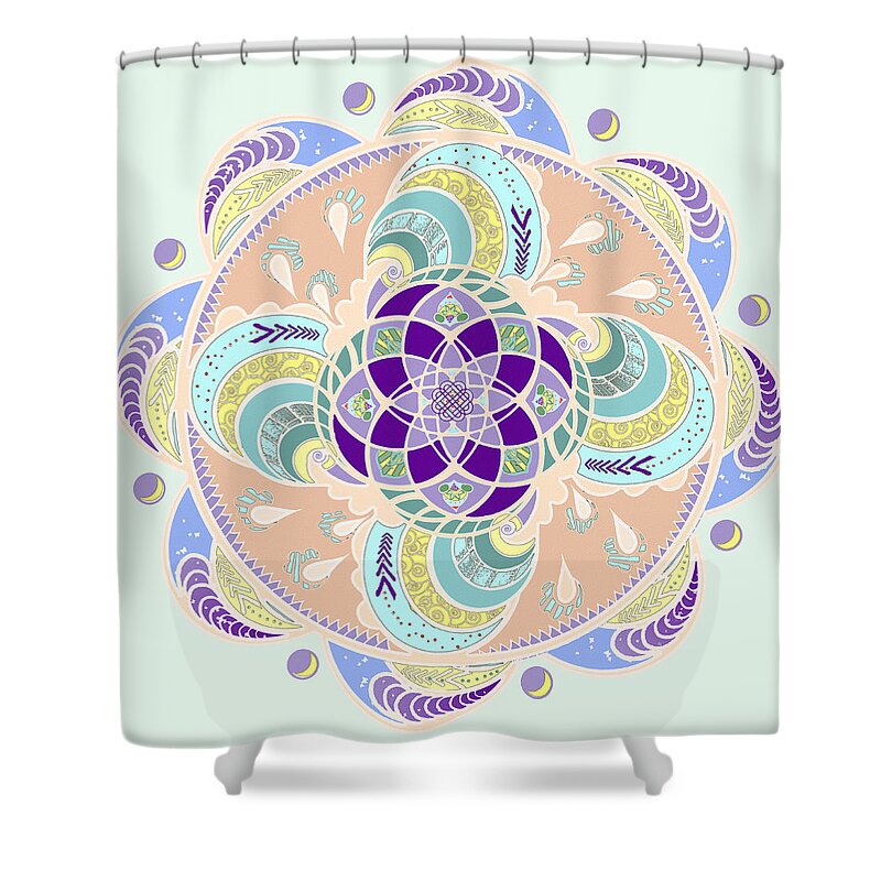 Mandala Shower Curtain featuring the digital art Daisy Lotus Meditation by Deborah Smith