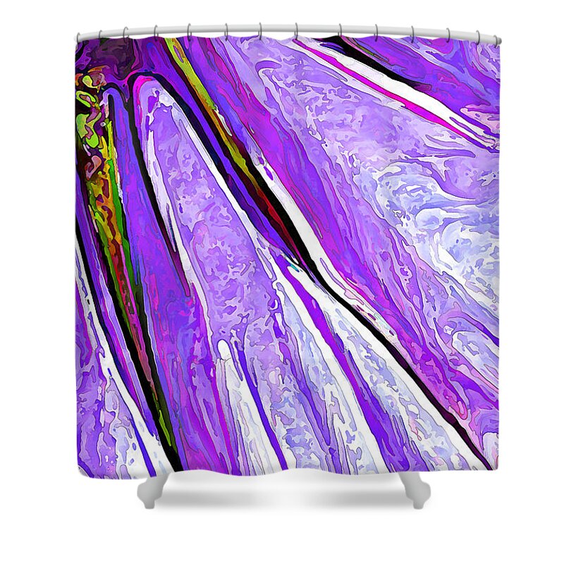 Nature Shower Curtain featuring the digital art Daisy Petal Abstract in Grape by ABeautifulSky Photography by Bill Caldwell