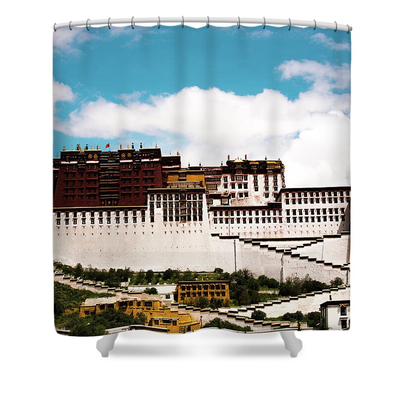 Tibet Shower Curtain featuring the photograph Dalai lama home place. Potala Palace Kailash Yantra.lv 2016 TIBET by Raimond Klavins