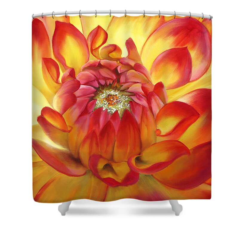 Macro Shower Curtain featuring the painting Dahlia by Lynne Pittard