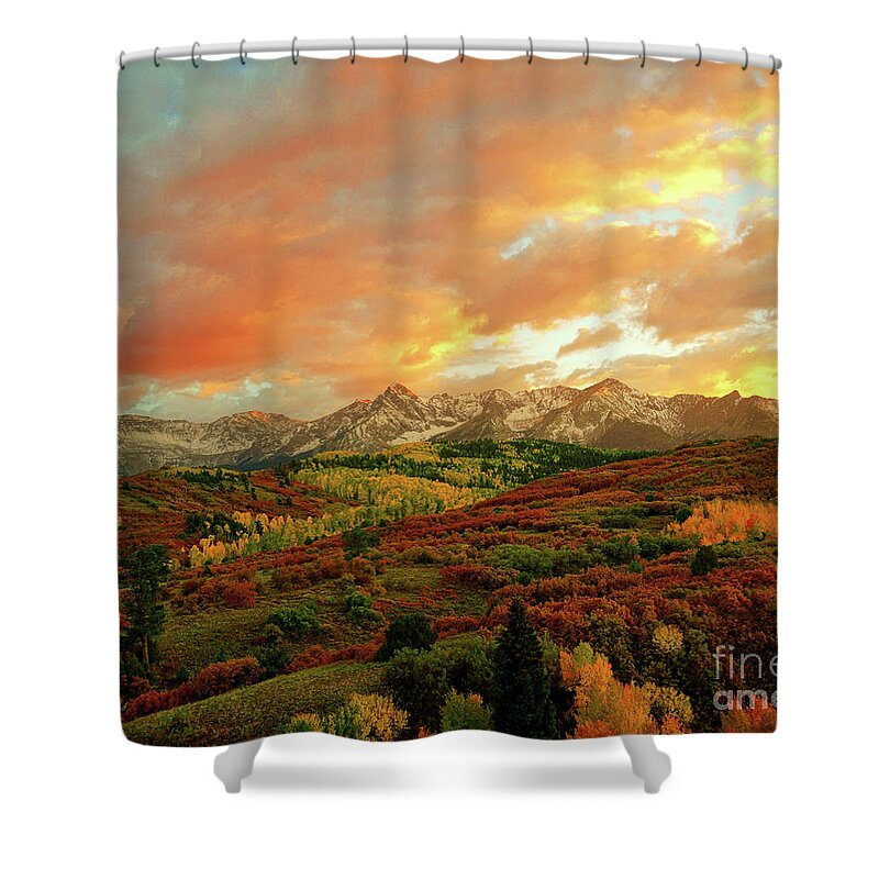 Colorado Shower Curtain featuring the photograph Dallas Divide Sunset by Benedict Heekwan Yang