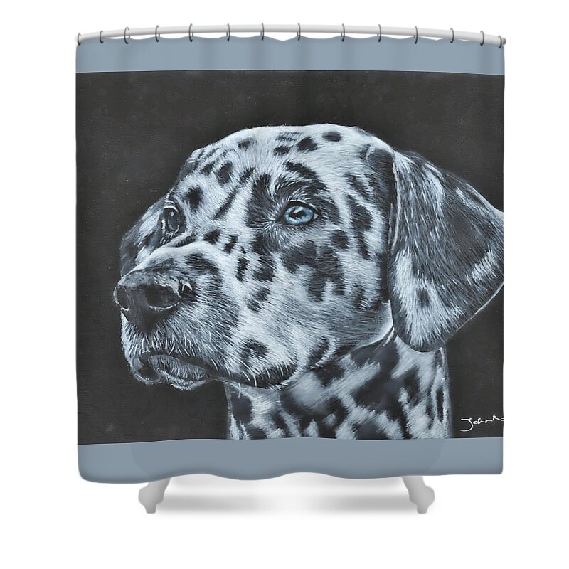 Dalmation Shower Curtain featuring the painting Dalmation Portrait by John Neeve