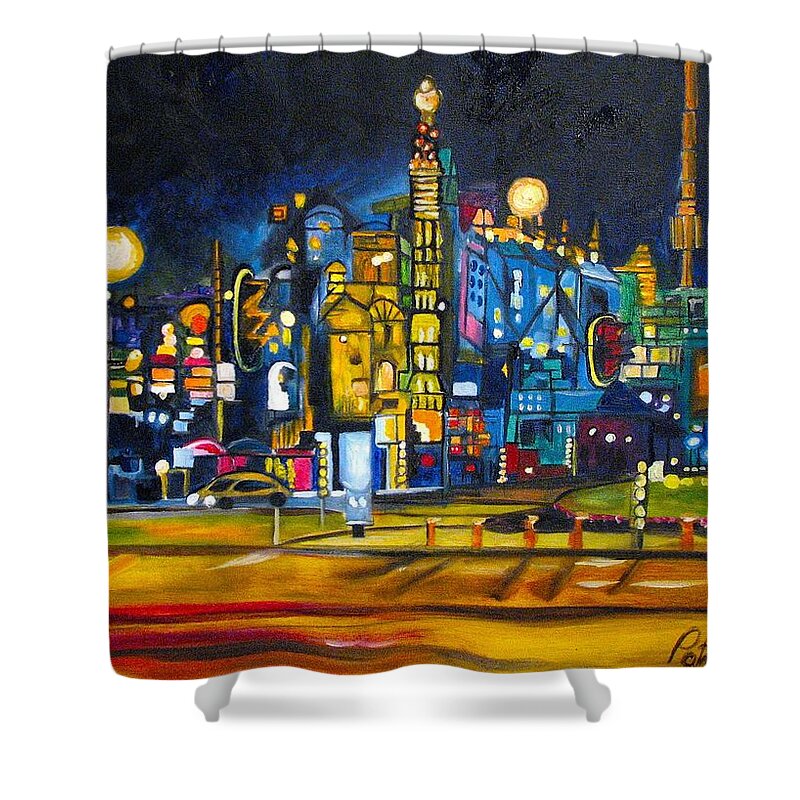 Cityscape Shower Curtain featuring the painting Dam Square by Patricia Arroyo