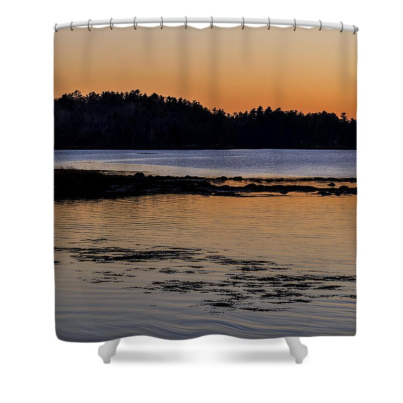 Maine Lobster Boats Shower Curtain featuring the photograph Damariscotta Twilight by Tom Singleton